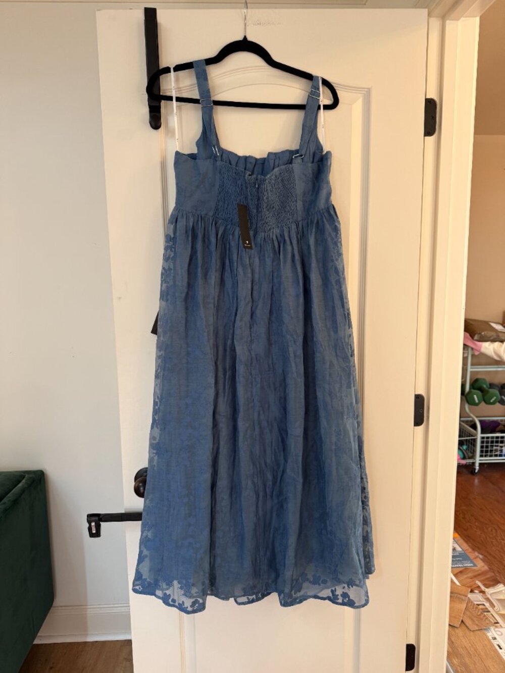 Lulus Colwyn Blue Floral Jacquard Bustier Midi Dress Size XXL - Picture 6 of 13